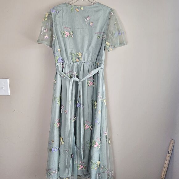 Bloomchic Floral Embroidered Size 12 Green Spring Wedding Bridesmaid Pockets - Picture 9 of 16